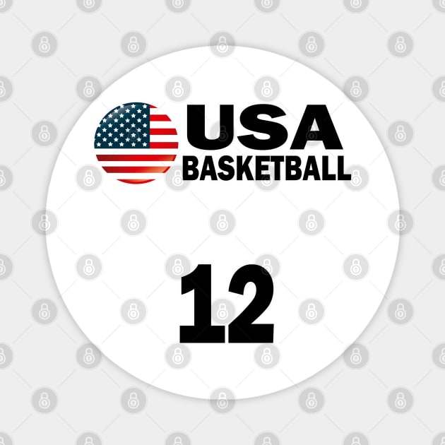 USA Basketball Number 12 T-shirt Design Magnet by werdanepo